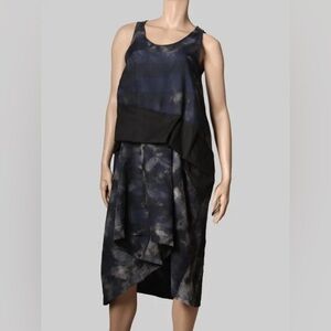 Ivan Grundahl Checked Tie-Dyed Linen Dress Sz-42